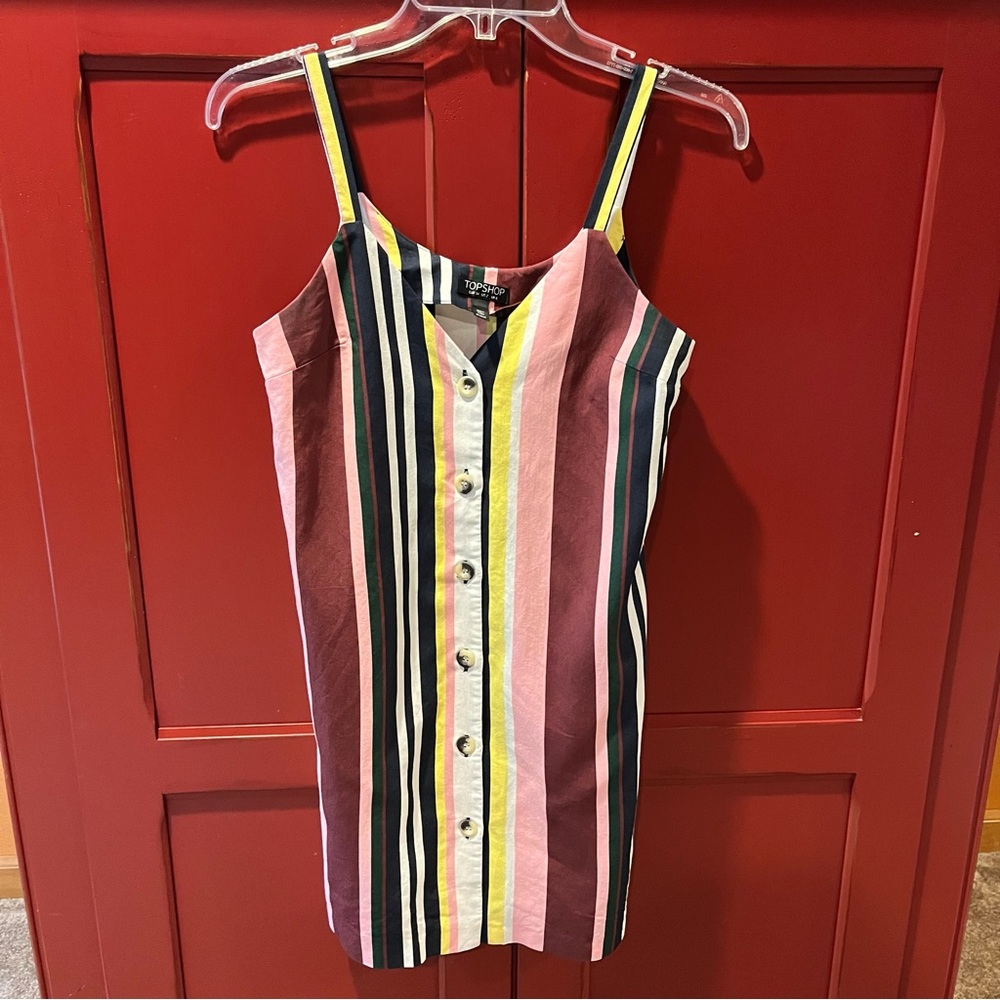 Topshop striped button up dress - size 2